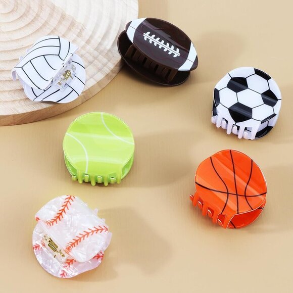 Game Day Sport Hair Clips Set 6pcs Acrylic Hair Accessories for Women Girls main image 7